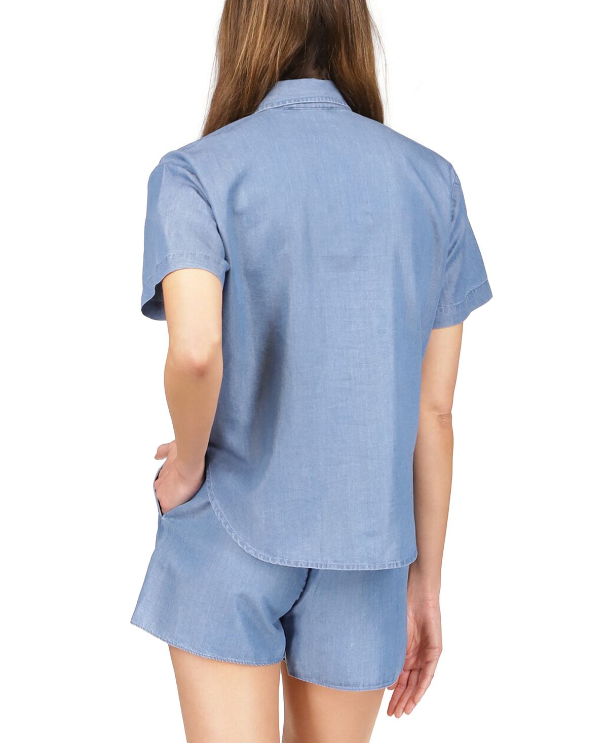Camisa feminina Michael Kors com amarração frontal, azul, tamanho extragrande