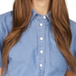 Camisa feminina Michael Kors com amarração frontal, azul, tamanho extragrande
