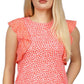 Blusa feminina Michael Kors estampada com babados e sem mangas, vermelha, tamanho X-G