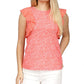Blusa feminina Michael Kors estampada com babados e sem mangas, vermelha, tamanho X-G