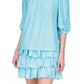 Blusa feminina Michael Kors com ilhós e ombro caído, azul, tamanho extrapequeno
