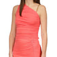 Michael Kors Top feminino franzido com corrente e um ombro só, vermelho