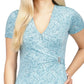 Blusa envolvente sintética com acabamento em ferragens estampadas Michael Kors para mulheres, azul, tamanho XX-G