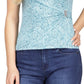 Blusa envolvente sintética com acabamento em ferragens estampadas Michael Kors para mulheres, azul, tamanho XX-G