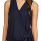 Blusa feminina sem mangas com amarração Michael Kors, azul, tamanho pequeno