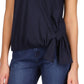 Blusa feminina sem mangas com amarração Michael Kors, azul, tamanho pequeno