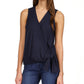 Blusa feminina sem mangas com amarração Michael Kors, azul, tamanho pequeno