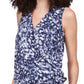 Blusa envolvente sem mangas com estampa tingida Michael Kors feminina, azul, tamanho médio