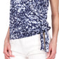 Blusa envolvente sem mangas com estampa tingida Michael Kors feminina, azul, tamanho médio