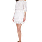 Saia feminina Michael Kors com ilhós e camadas, branca, tamanho grande