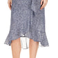 Saia envelope sintética estampada feminina Michael Kors, azul, tamanho grande