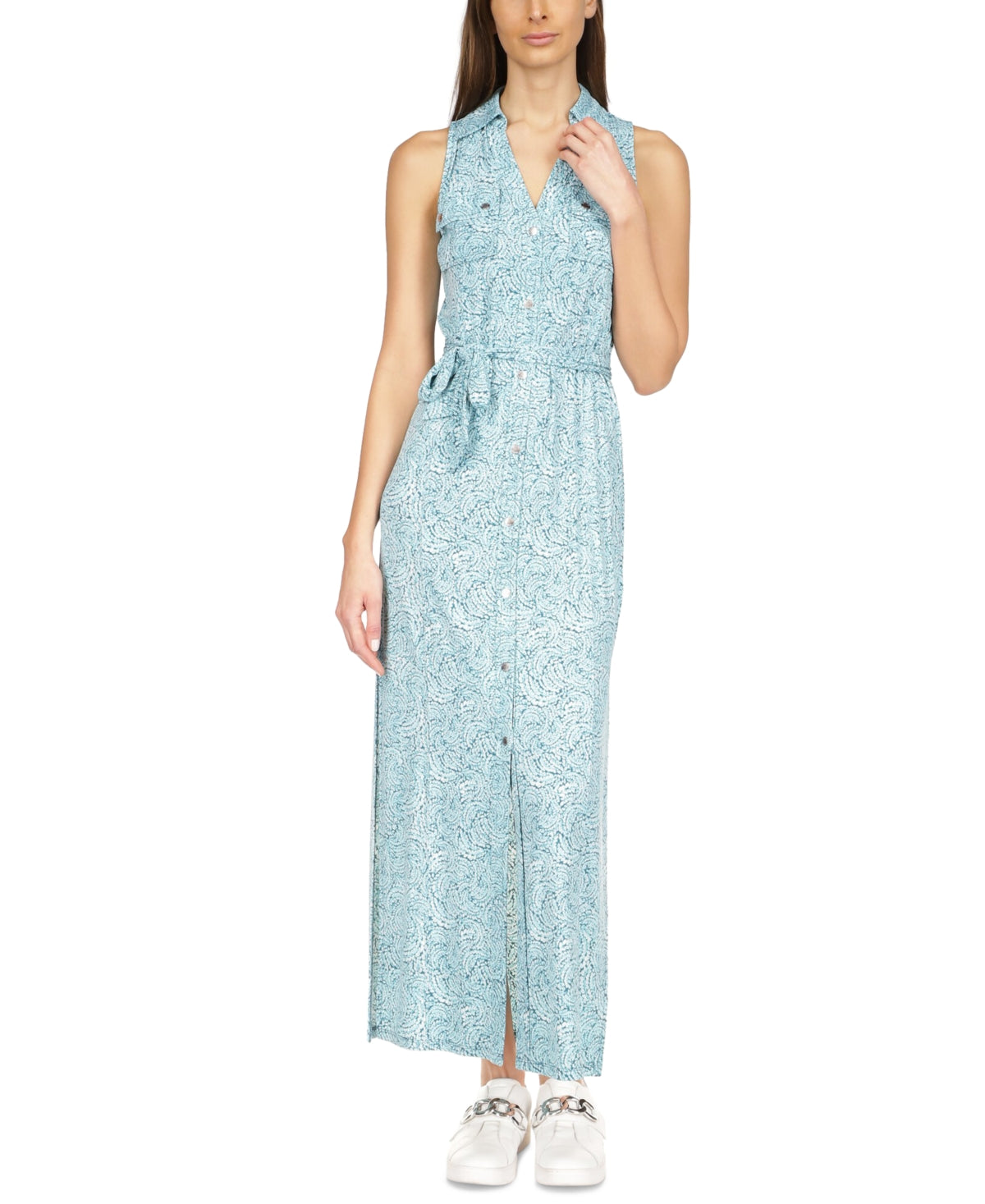 Vestido longo estampado Michael Kors feminino azul tamanho extragrande