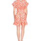 Vestido feminino Michael Kors com zíper, babados, estampado, manga curta, gola redonda, acima do joelho, vermelho, tamanho médio