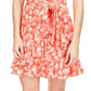 Vestido feminino Michael Kors com zíper, babados, estampado, manga curta, gola redonda, acima do joelho, vermelho, tamanho médio