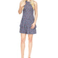 Vestido feminino Michael Kors Palm sem mangas com babados e bainha azul, tamanho grande