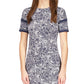 Vestido feminino Michael Kors com estampa Paisley e acabamento em borda, azul, tamanho médio