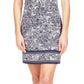 Vestido feminino Michael Kors com estampa Paisley e acabamento em borda, azul, tamanho médio