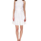 Vestido feminino Michael Kors com decote falso e ilhós, branco, tamanho extragrande