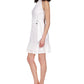 Vestido feminino Michael Kors com decote falso e ilhós, branco, tamanho extragrande