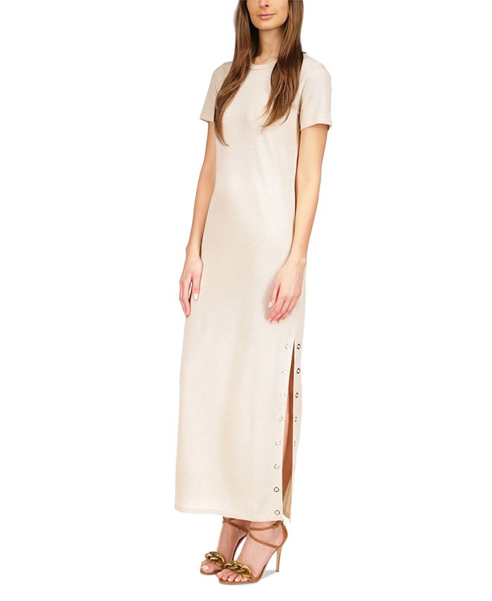 Vestido camiseta canelado feminino Michael Kors, branco