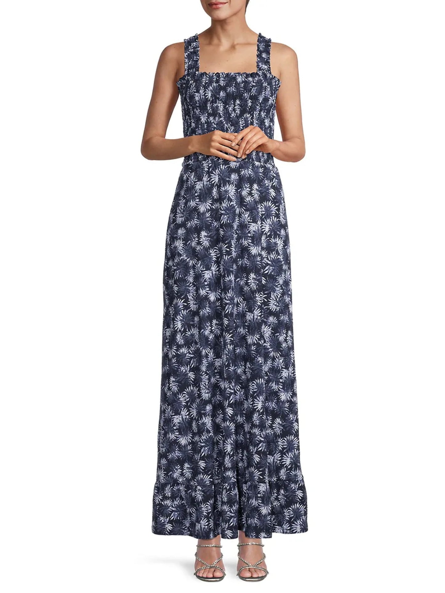 Vestido longo estampado Michael Kors feminino, branco, tamanho extrapequeno