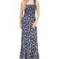 Vestido longo estampado Michael Kors feminino, azul, tamanho médio