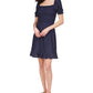 Vestido camponês Michael Kors feminino com ilhós e franzido, azul, tamanho médio