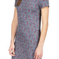 Vestido midi feminino Michael Kors Palm com ombros descobertos, azul, tamanho pequeno
