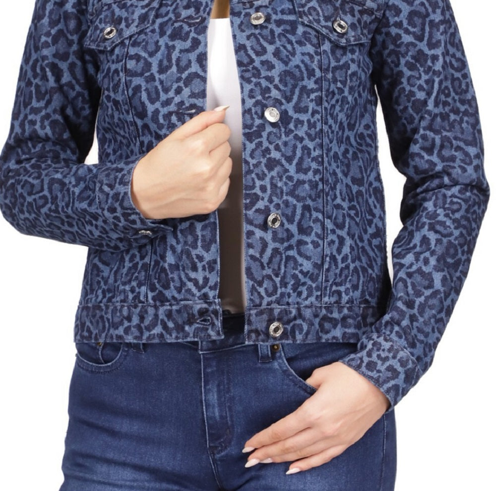 Jaqueta jeans feminina Michael Kors de algodão azul, tamanho médio