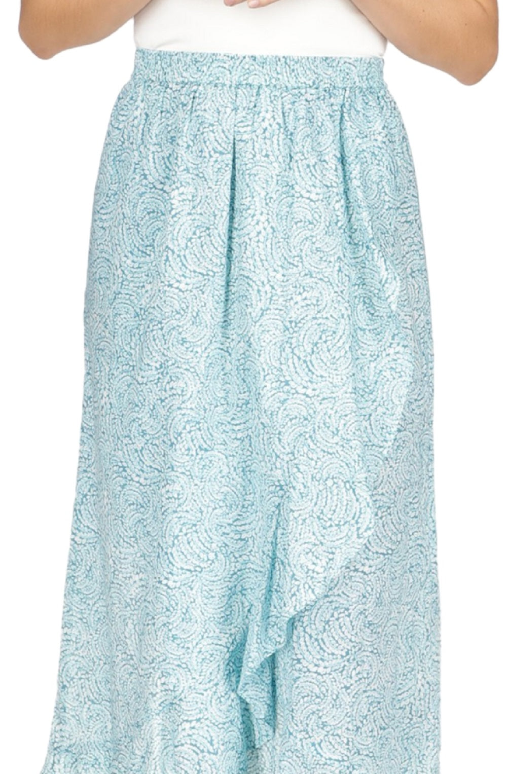 Saia envelope sintética estampada de algodão Michael Kors feminina, azul, tamanho pequeno grande