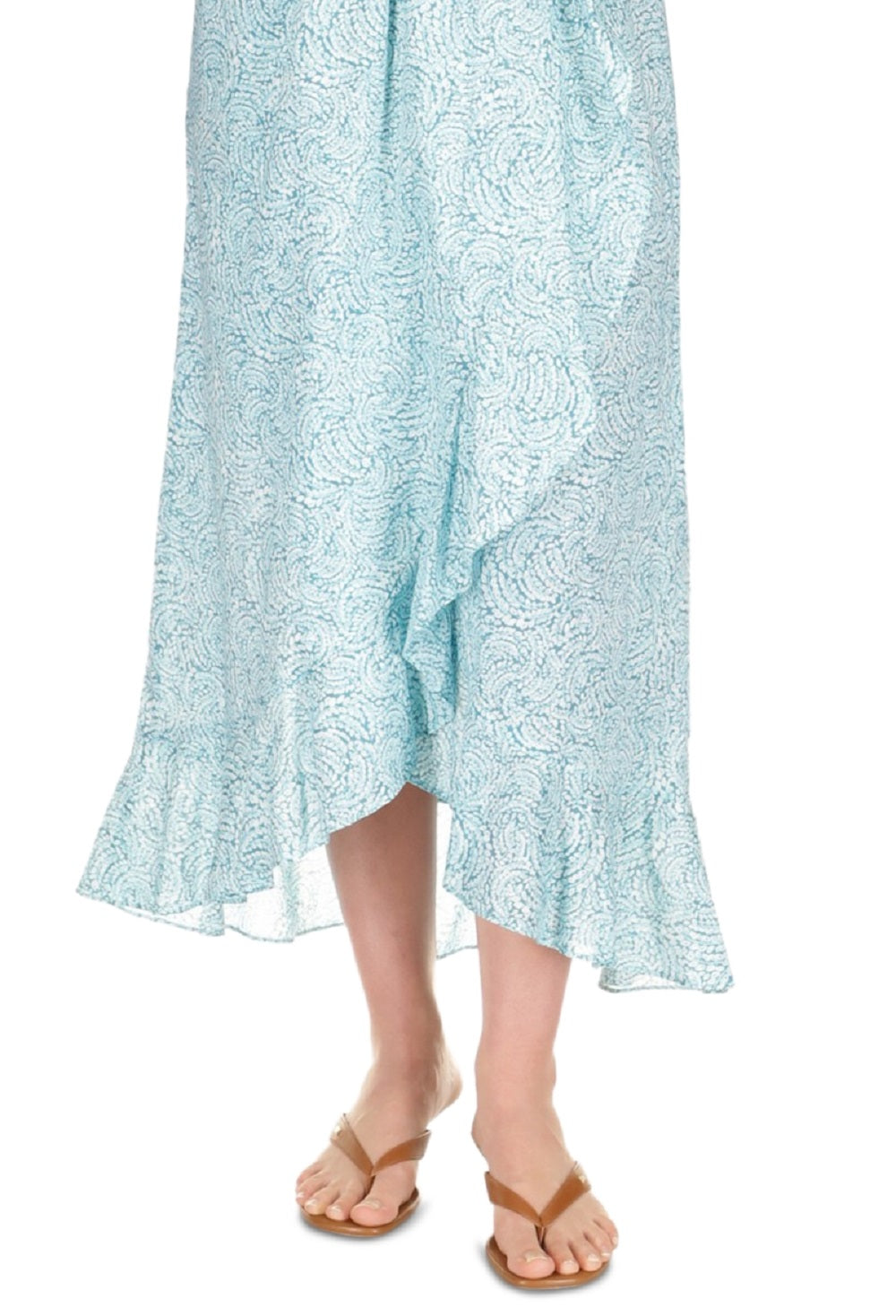 Saia envelope sintética estampada de algodão Michael Kors feminina, azul, tamanho pequeno grande