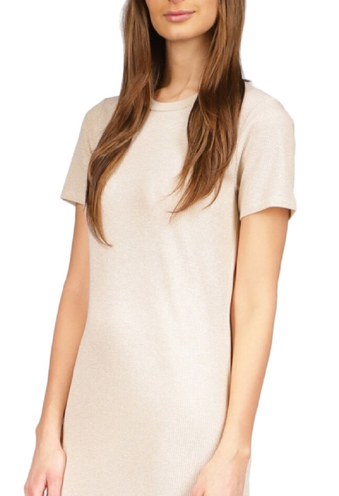 Vestido camiseta canelado feminino Michael Kors, branco, tamanho pequeno, extrapequeno