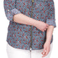 Camisa feminina Michael Kors com zíper frontal azul tamanho 2X