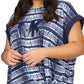 Camiseta feminina estampada Michael Kors com bainha amarrada, azul, tamanho 0X