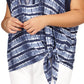 Camiseta feminina estampada Michael Kors com bainha amarrada, azul, tamanho 0X