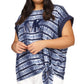 Camiseta feminina estampada Michael Kors com bainha amarrada, azul, tamanho 0X