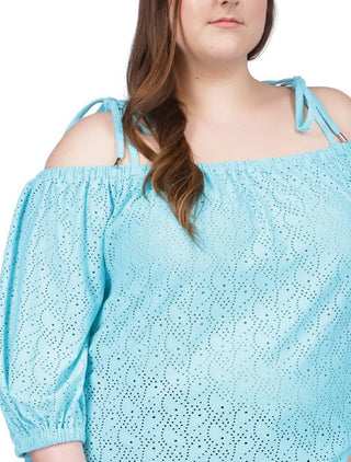 Top tomara que caia com ilhós Michael Kors feminino azul tamanho 0X