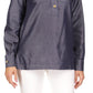 Blusa túnica feminina Michael Kors com botões de um quarto e manga comprida, azul, tamanho extragrande