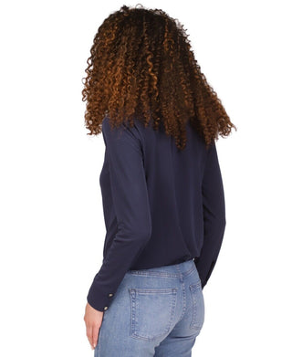 Blusa feminina Michael Kors com gola cruzada, azul