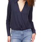 Blusa feminina Michael Kors com gola cruzada, azul
