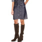 Vestido-camisa feminino Michael Kors com frente franzida e mangas bufantes, azul