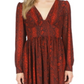Vestido curto Michael Kors com estampa de cobra e manga comprida, vermelho