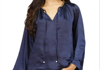 Blusa Michael Kors com manga sino e decote em corrente