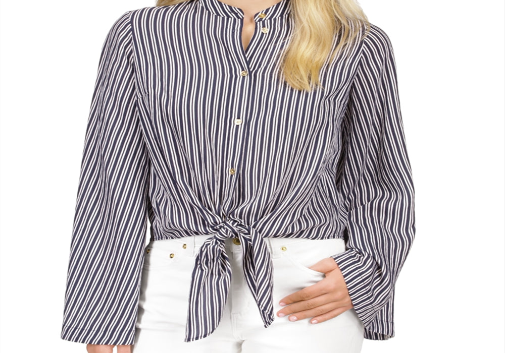 Camisa Michael Kors Halo Tie Hem Azul
