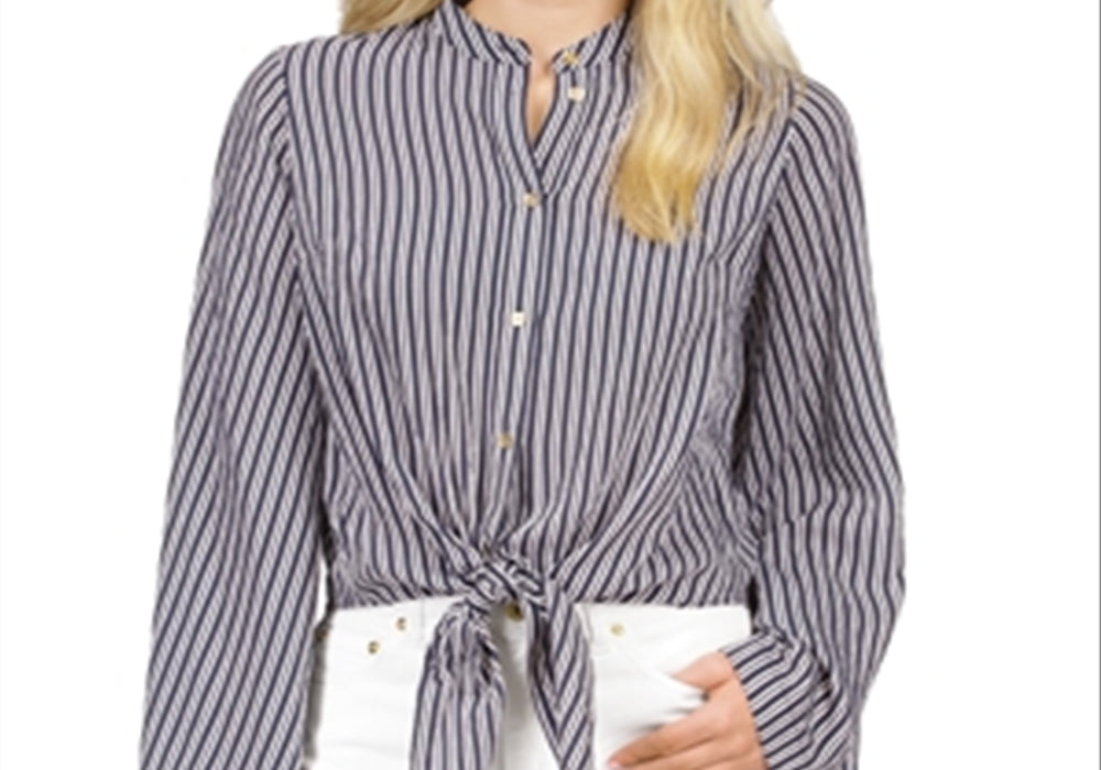 Camisa Michael Kors Halo Tie Hem Azul