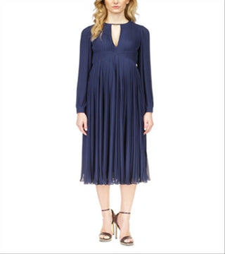 Vestido midi plissado Michael Michael Kors azul