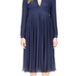 Vestido midi plissado Michael Michael Kors azul