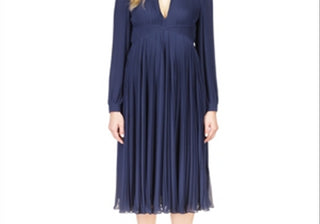 Vestido midi plissado Michael Michael Kors azul