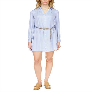 Vestido camisa de cetim listrado Michael Kors azul