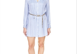 Vestido camisa de cetim listrado Michael Kors azul